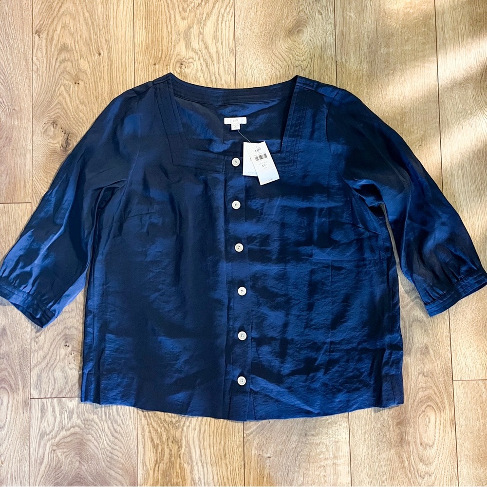 J. Jill Midnight Blue Button-Up Top - Picture 1 of 8